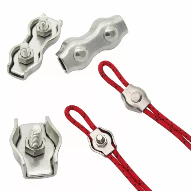 5Pcs M2-M8 Stainless Steel Simplex 1/2-Post Bolt Clip Wire Rope Cable Clamp