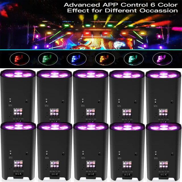 108W Akku Par Bühnenlicht 6LED RGBWA UV Wiederaufladbares DMX APP WIFi Mit Bag