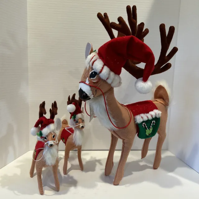New Annalee 16" Large Snowflake Reindeer and 2 smaller