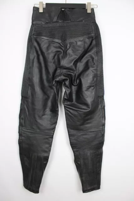 BELSTAFF Black Leather Motorcycle Biker Pants Trousers Size 16 / W26 Zip Fly 3