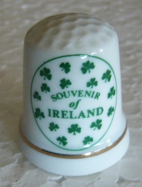 Dé à Coudre En Porcelaine Trèfle Irlandais - Collection Birchcroft - Boîtier Cadeau Inclus