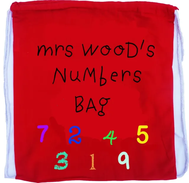 Personalised Teacher Numbers Feely Bag Drawstring Bag