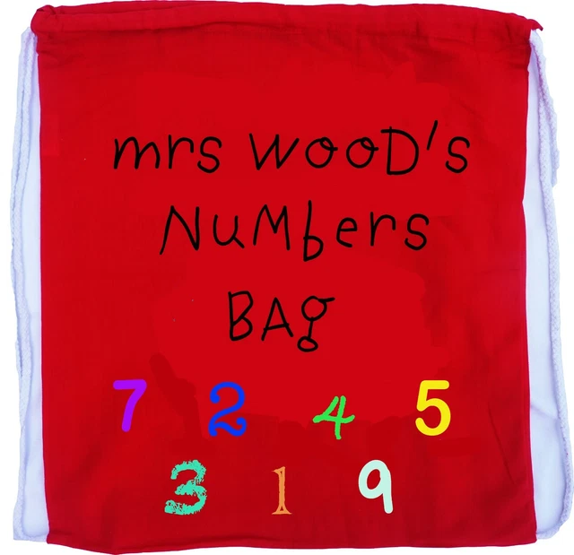 Personalised Teacher Numbers Feely Drawstring Bag