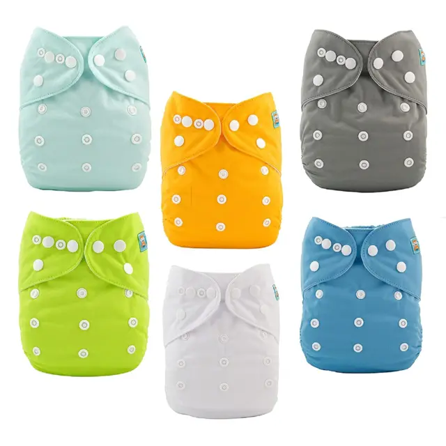 Baby Cloth Diapers 6 Pack with 12 Inserts One Size Adjustable Washable