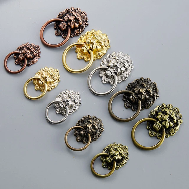 Vintage Lion Head Pull Knob Ring Drawer Door Handle Cabinet Pulls Hardware Decor