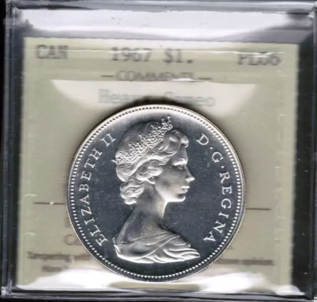 Canada Silver $1 Dollar 1967 -  Certified ICCS PL-66 Heavy Cameo