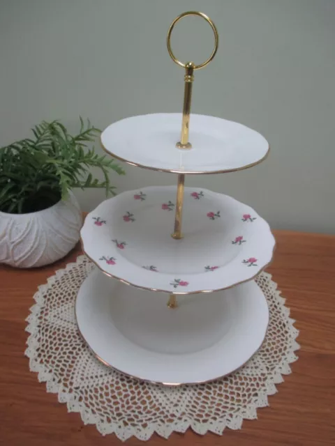 Lovely Colclough China  Plated 3 Tier Cake Stand Fragrance Design