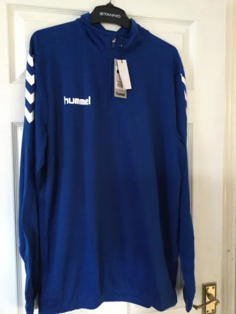 Hummel Core Mens 1/2 Zip Blue Poly Sweatshirt Football Track Top Size XL