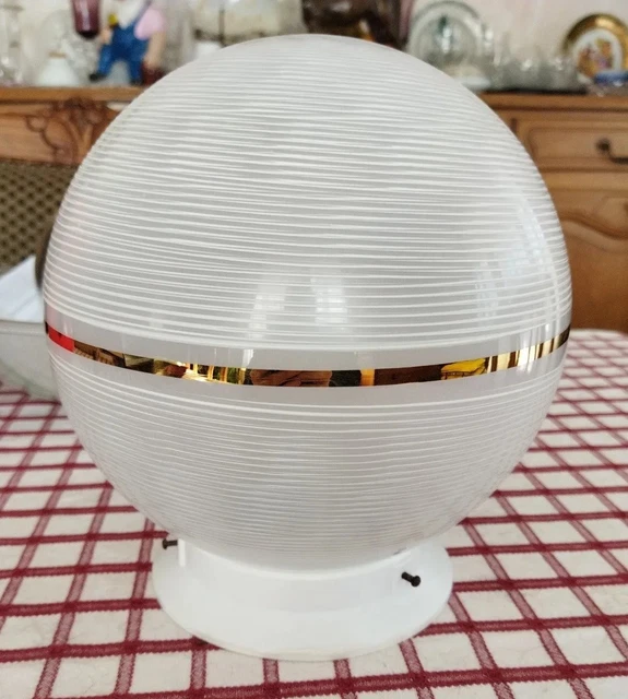 ANCIEN PLAFONNIER BOULE en verre jaune et blanc EUR 10,00 - FR