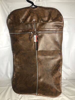 Vintage American Tourister brown leather garment travel bag Suit Dress
