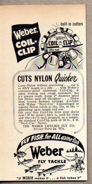 1951 Vintage Ad Weber Fly Fishing Tackle Coil Clip Line Cutter Stevens Point,WI