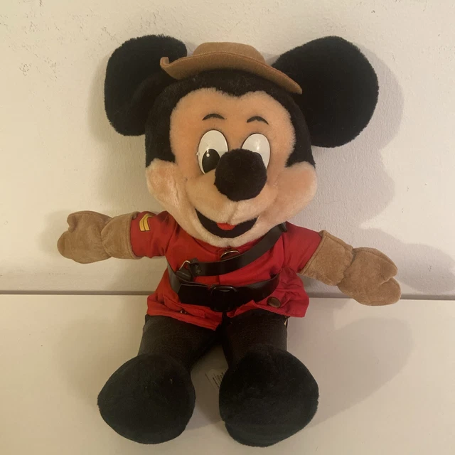 MICKEY MOUSE Canadian Mountie Vintage Disney Soft Toy Plush 80s £10.