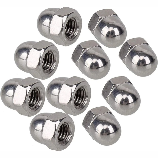 10 pz dadi testa a cupola argento M6 filo diapositiva ghianda dadi tappo ghianda