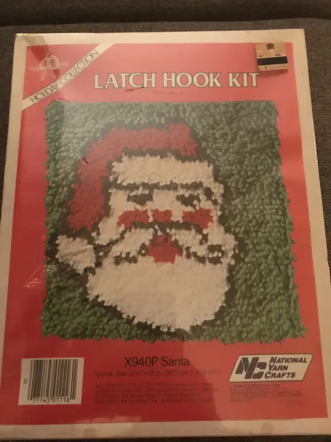 National Yarn Crafts Latch Hook Rug Kit Santa Sealed New Old Stock Vintage