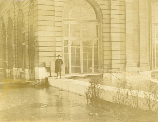 France, Paris, crue de la Seine, inondations, 1910, Vintage citrate print vintag