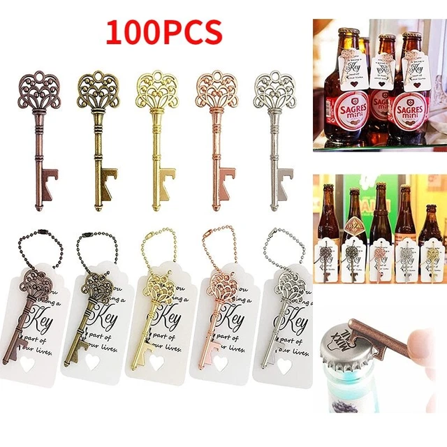 50/100pcs Vintage Key Bottle Beer Opener Wine Keychain Souvenir Pendant Decor