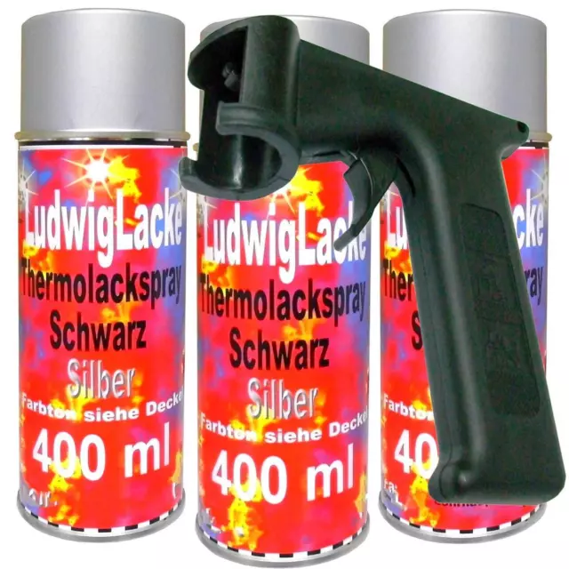Hitzebeständiger 3 Spray 400ml Auspufflack Silber bis 800' & Haltegriff  Anzeige