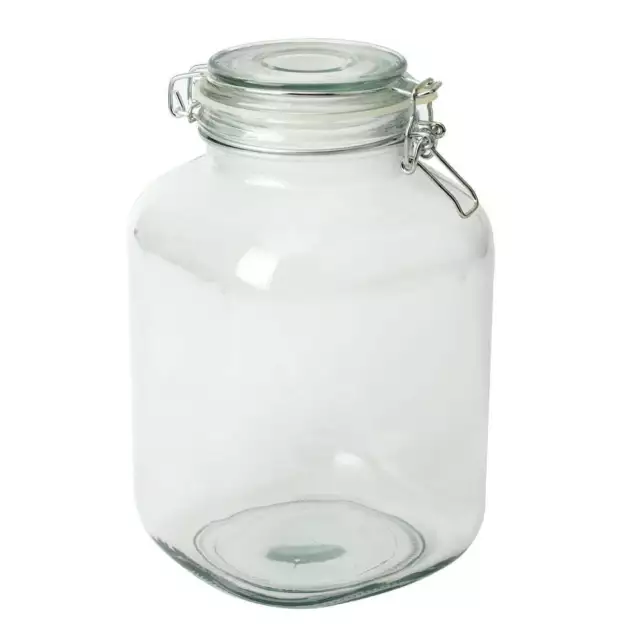 Kitchen Storage 106OZ Clear Glass Lock Lid Jar With Metal Hardware Flexible NEW