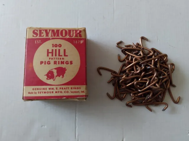 Vintage Seymour H1 Hog Nose Rings Hill Pattern Shoat Pig Nos Farm Livestock Usa