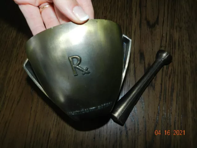 Metal Mortar and Pestle, Vintage, Collectible, Rare, RX Pharmacy Class 1969