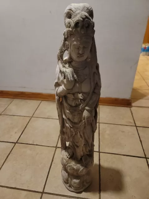 Vintage 1961 Austin Productions Kwan Yin / Guan Yin Terra Cotta Sculpture