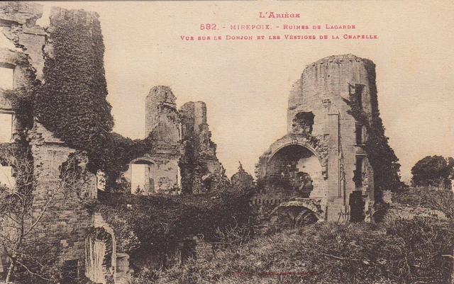 Carte postale ancienne ARIEGE MIREPOIX 582 ruines de Lagarde vue sur le donjon