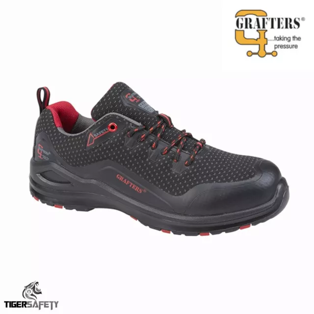 Grafters M320A S1 SRC ESD Black Mesh TPU Vegan Composite Toe Cap Safety Trainers