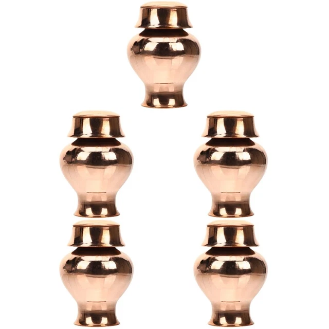 5 Count Buddhist Vase Brass Cremation Urn Flower Offering Cup