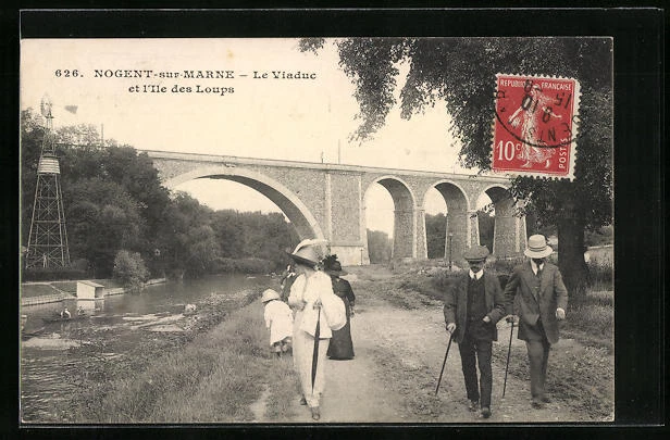CPA Nogent-sur-Marne, Le Viaduc et l´Ile des Loups