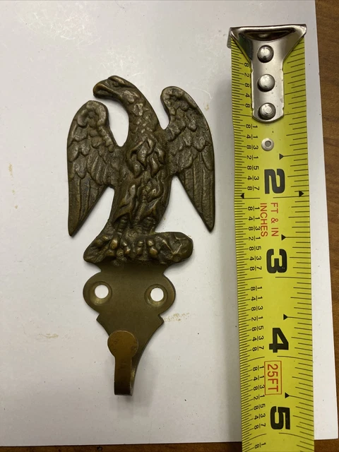 Vintage Solid Cast Brass Eagle Wall Decoration Hook 4 1/2” inches X 2 1/2”