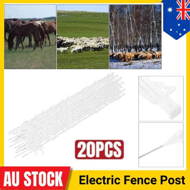 20× Insulated Fence Posts Tread Posts MultiWire Tape Electric Fence Post Graze