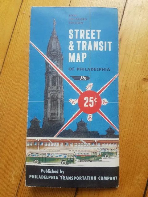 Philadelphia And Vicinity Street Car And Subway Map 1956 Ptc Transit Vgc