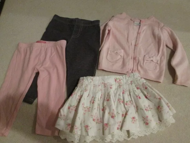 Baby clothes bundle, girls aged 12-24 months, leggings, skirt & cardigan, used