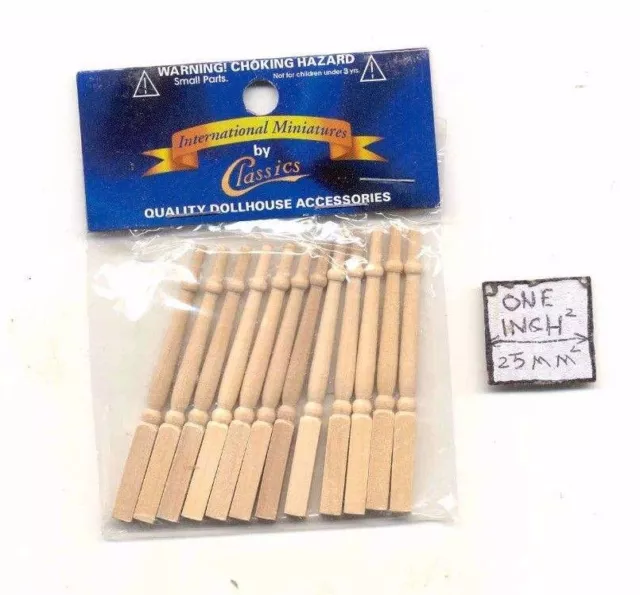 Spindles Balusters CLA77025 wooden dollhouse miniature 12pc  1/12 scale