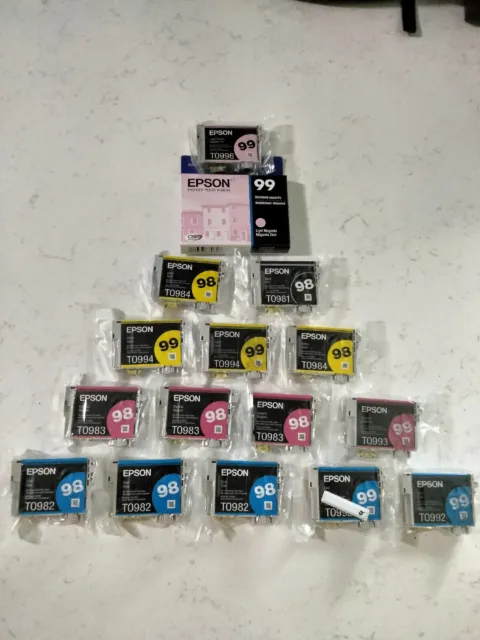 Genuine Epson 98 99 Ink Cartridges Sealed New 16 Pack Black Cyan Magenta Yellow
