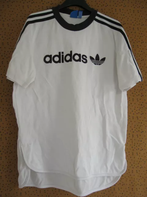 Tee Shirt Adidas Originals Blanc noir style vintage Shirt trefoil - M