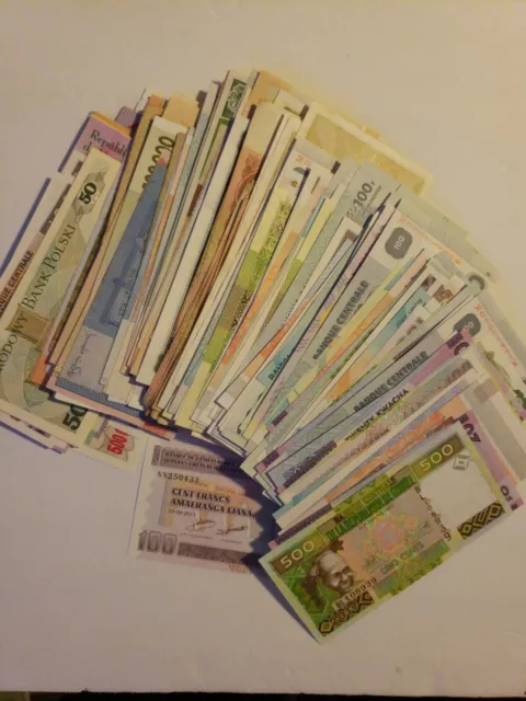 20 Different Foreign PAPER MONEY MXED LOT BANKNOTES WORLD CURRENCY