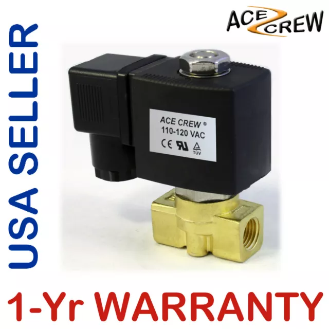 VITON 1/4 in 110V-120V AC Brass Solenoid Valve NPT Gas Water Air Normally Closed