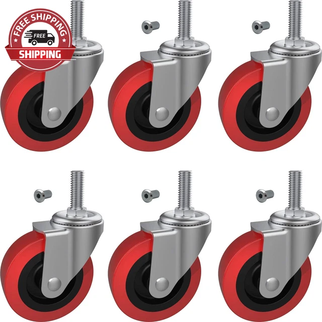 6 Pack Creeper Wheels 2.5 Inch Heavy Duty Swivel Caster Wheel Creeper Service Ca