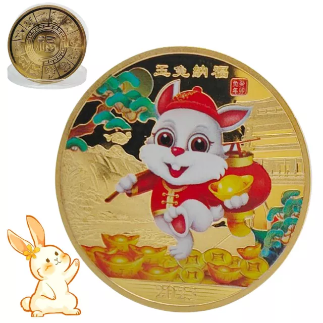 1* Chinese Rabbit Collection Coins Double Side Chinese Zodiac Year Of