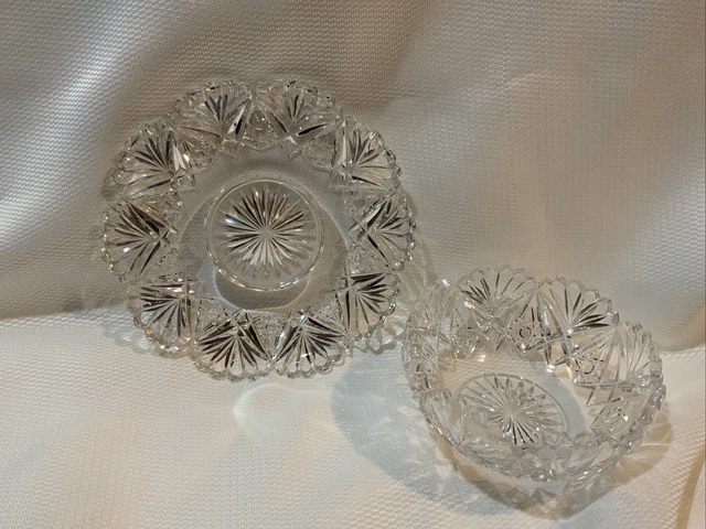 Antique  Hawkes  American Brilliant Period Cut Glass Bowl And Underplate 2