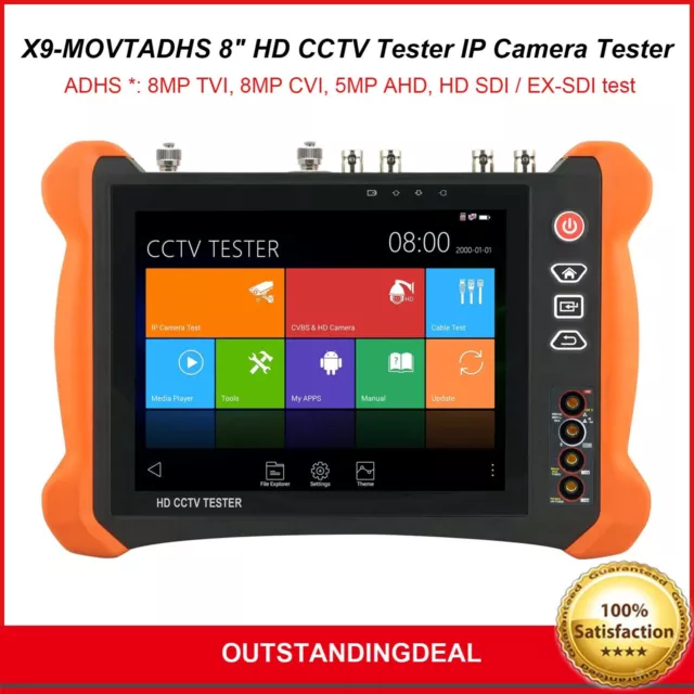 X9-MOVTADHS 8" HD CCTV Tester IP Camera Tester Monitor 4K Full Function os12
