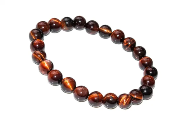 8MM Red Tiger Eye Bracelet Grade A Genuine Natural Round Gemstone Beads 7"