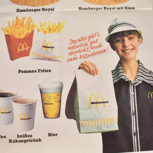 Vintage 1980s McDonalds Restaurant Placemat Menu Austria
