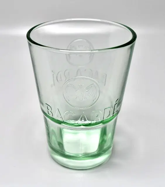 Bacardi Rum Mojito Cocktail Glass Green Tinted Embossed