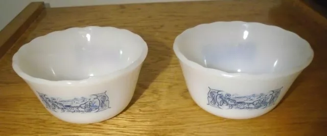 VINTAGE Marcrest Milk Glass Currier & Ives Custard Cups Set Of
