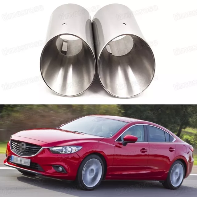 2x Car Exhaust Muffler Tip Tail Pipe End Trim Silver for Mazda 6 2013-2017 #1042