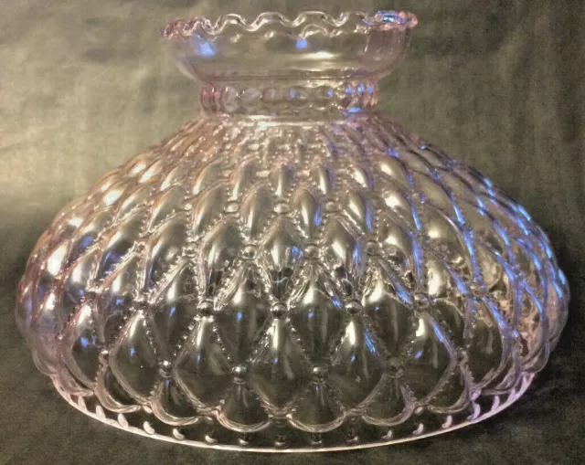 New 10" Pink Crystal Glass Diamond Quilted Student Lamp Shade, Crimp Top, #SH408