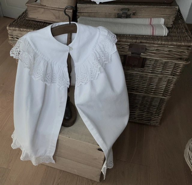 ANCIENNE CAPE OU manteau de baptême matelassée capuche débXXè Old