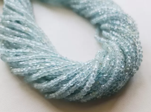 3.5mm Blue Topaz Faceted Rondelle Beads, Natural Beads